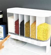 Easy Press Kitchen Wall Mounted Food Storage Container Cereal Dispenser Oatmeal Wall Mounted Container Cereal Dispenser For Oatmeal Cereal Spices Dry Fruits and other food items - In 1000ml, 1500 ml